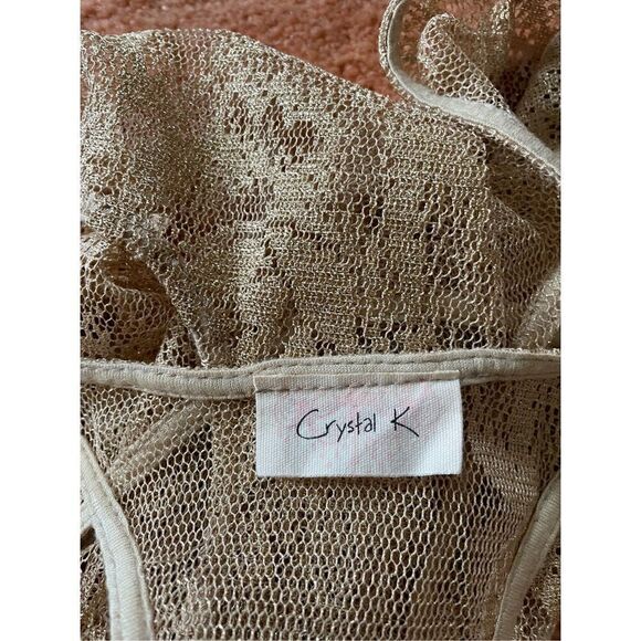Free with purchase ♥️ Crystal K Fishnet/Mesh Tank Top Gold Metallic Top Sz M - Picture 3 of 3